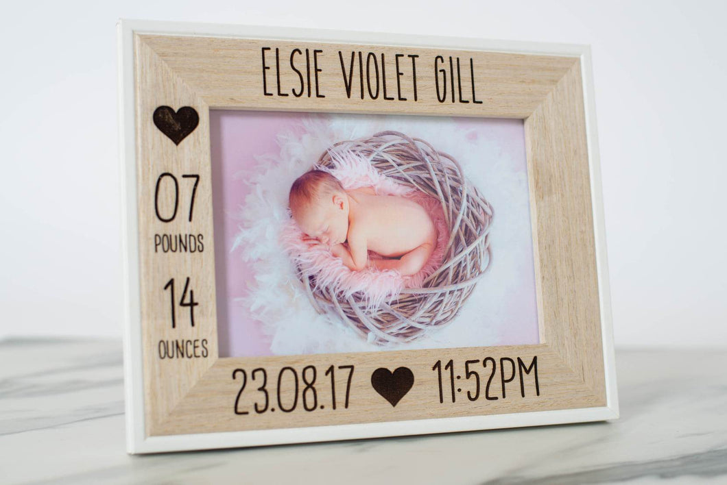 New-born Personalised Engraved Baby Frame