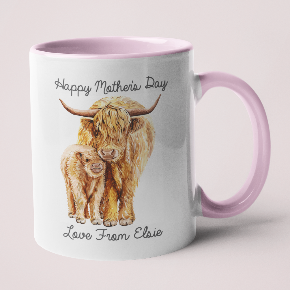 Highland Cattle Mother's Day Mug and Coaster Set - Made For You Gifts