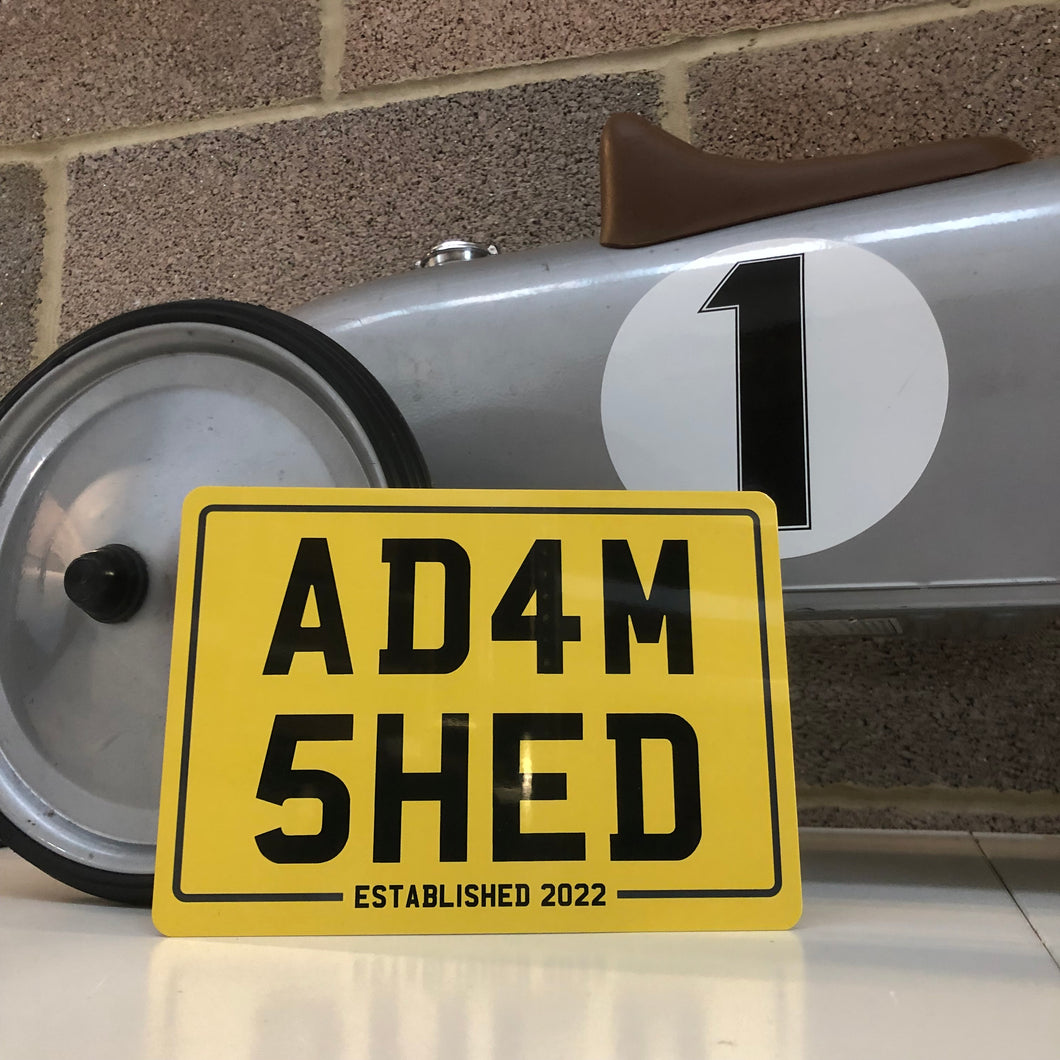 Number Plate Style Metal Sign