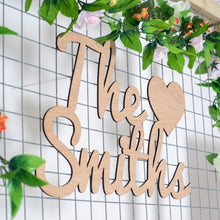 Load image into Gallery viewer, Wooden Wedding Couples Surname Sign
