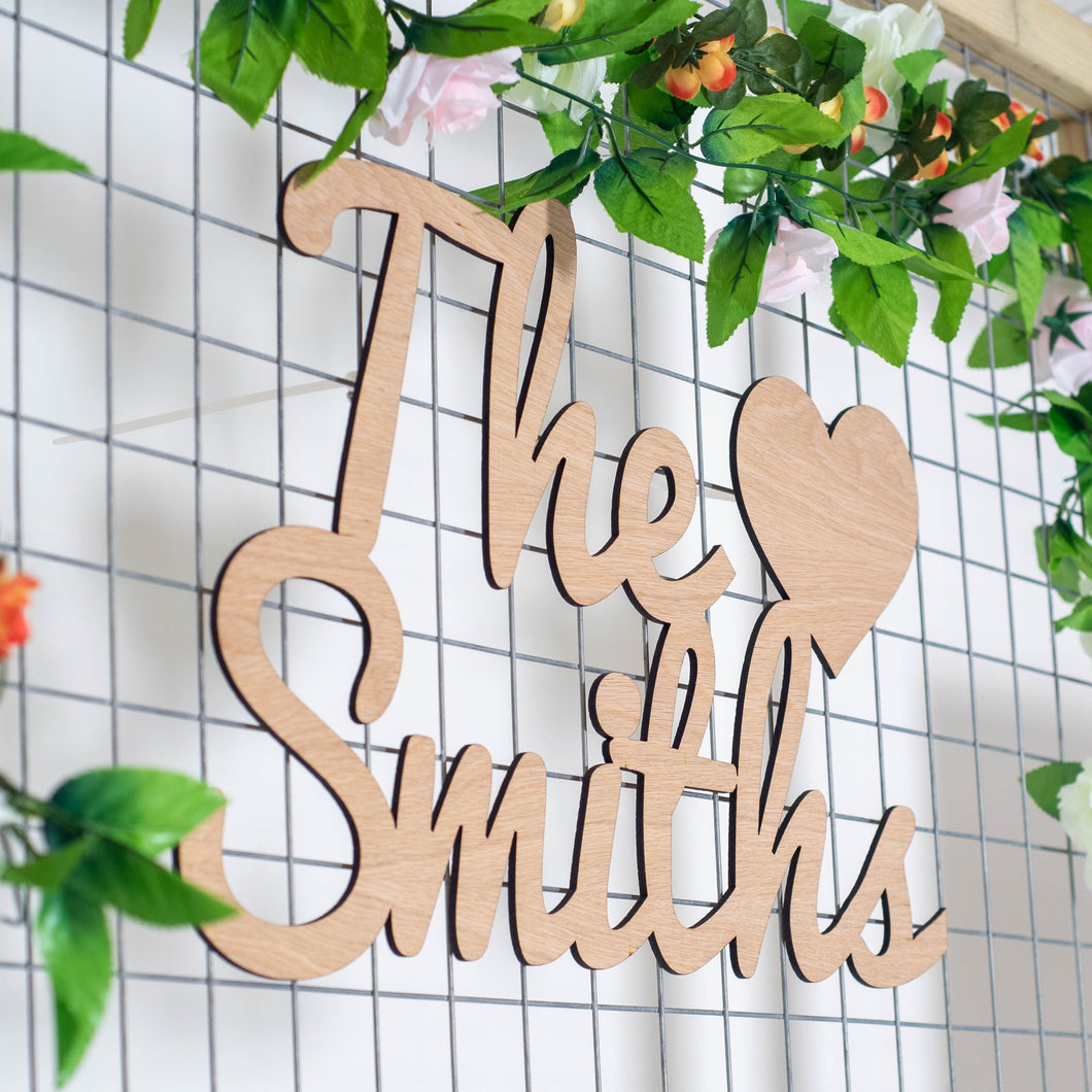 Wooden Wedding Couples Surname Sign