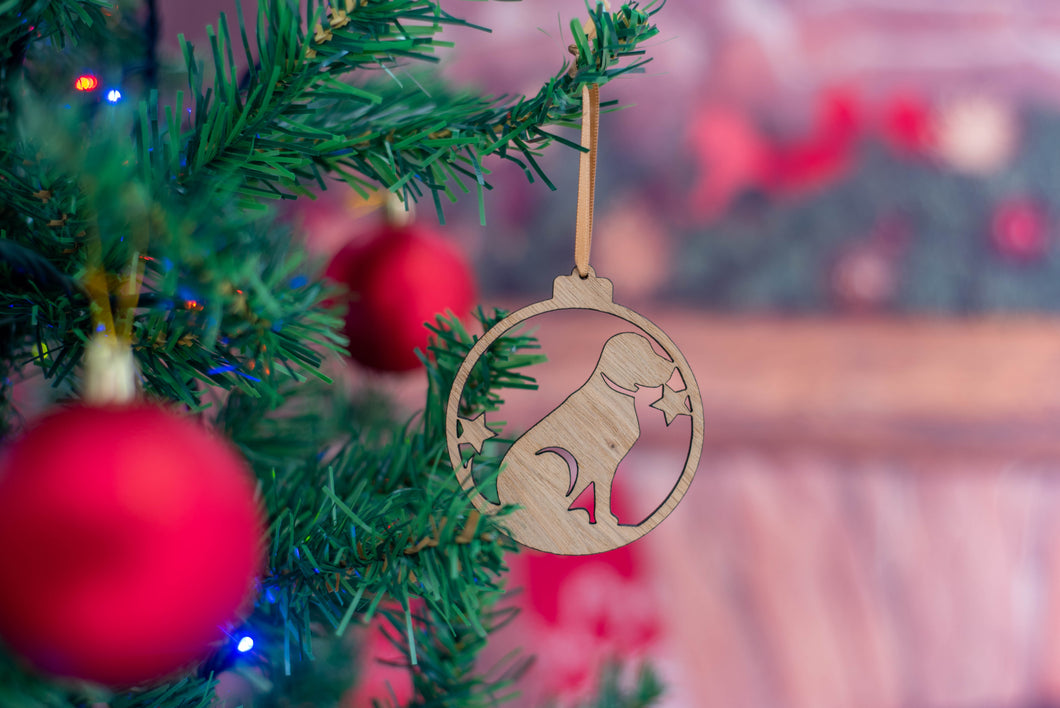 Oak Dog Christmas Tree Decoration