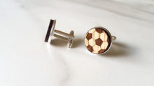 Load image into Gallery viewer, Football Engraved Oak Cufflinks
