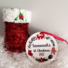 Load image into Gallery viewer, First Christmas Wreath Personalised Bauble
