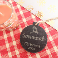 Load image into Gallery viewer, Engraved Slate Christmas Bauble Decoration
