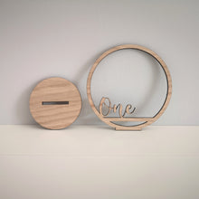 Load image into Gallery viewer, Oak Circular Wedding Table Numbers
