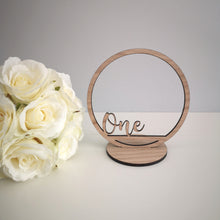 Load image into Gallery viewer, Oak Circular Wedding Table Numbers
