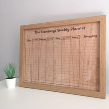 Load image into Gallery viewer, Family Weekly Planner, Organisation Hack, Laser Engraved Oak
