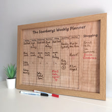 Load image into Gallery viewer, Family Weekly Planner, Organisation Hack, Laser Engraved Oak
