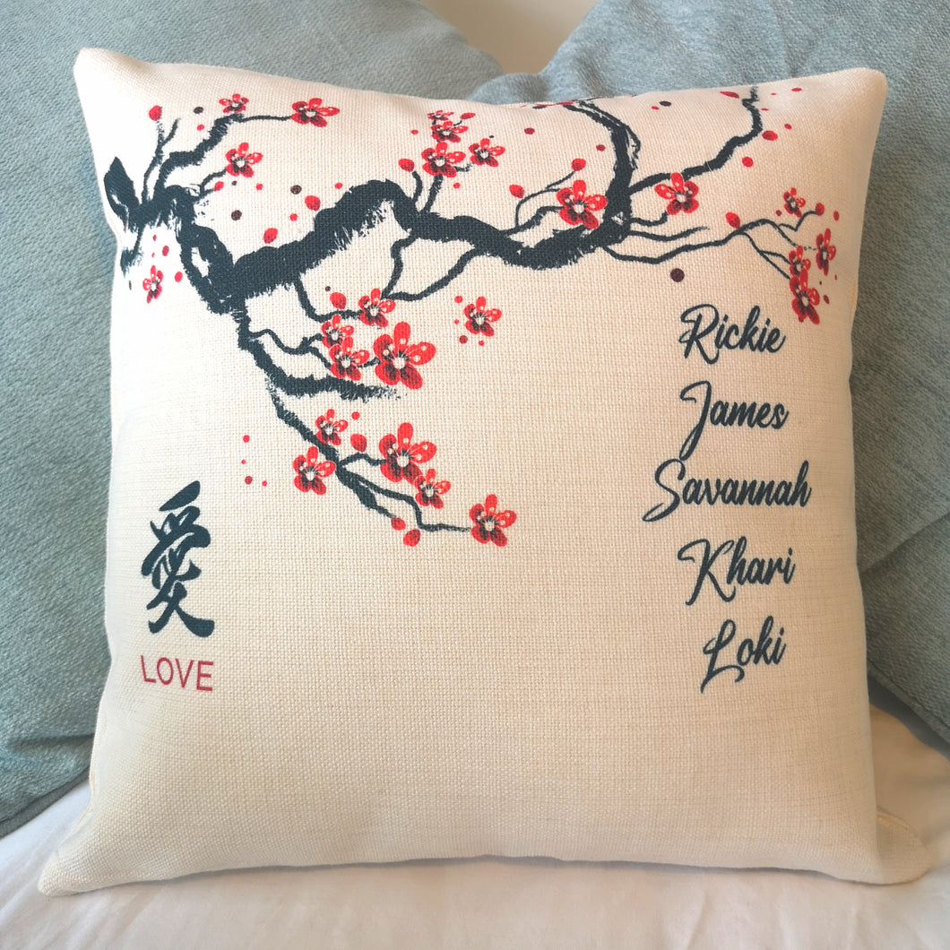 Japanese Style Family Tree Cushion Cover