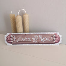 Load image into Gallery viewer, Personalised Monster Hands Halloween Sign
