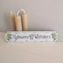 Load image into Gallery viewer, Personalised Monster Hands Halloween Metal Sign
