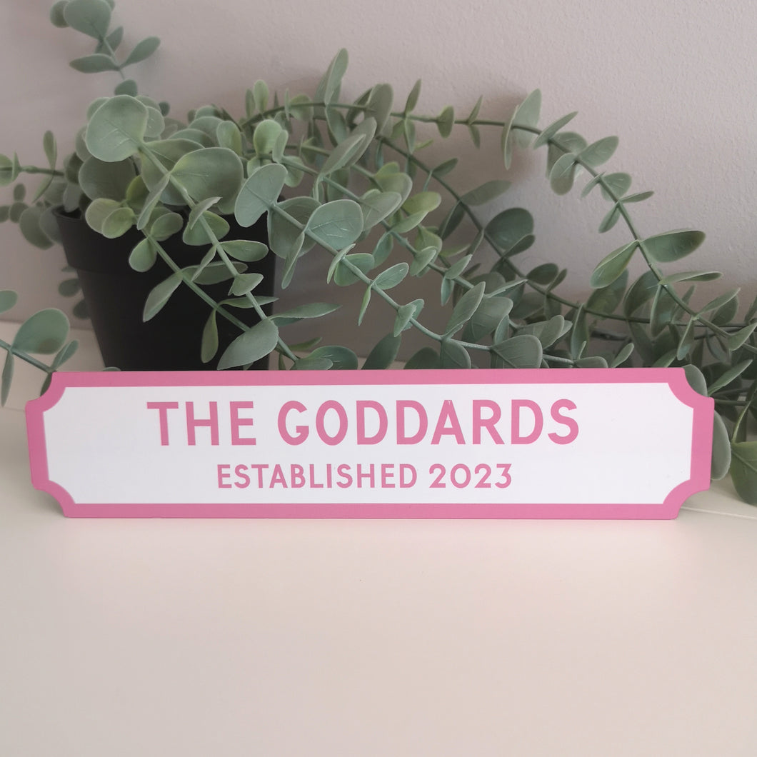 White and Pastel Coloured Mini Personalised Street Sign, Bar Sign