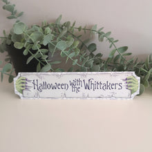Load image into Gallery viewer, Personalised Monster Hands Halloween Metal Sign
