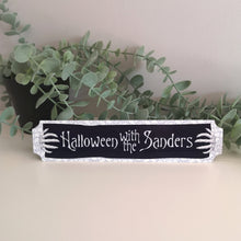Load image into Gallery viewer, Personalised Monster Hands Halloween Metal Sign
