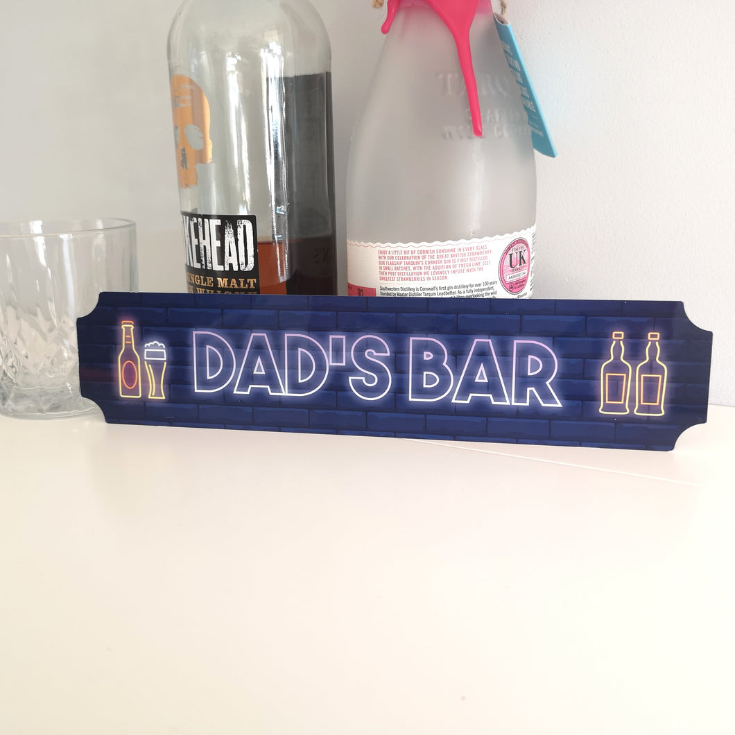 Neon Style Bar sign with Bottles and Glass Design