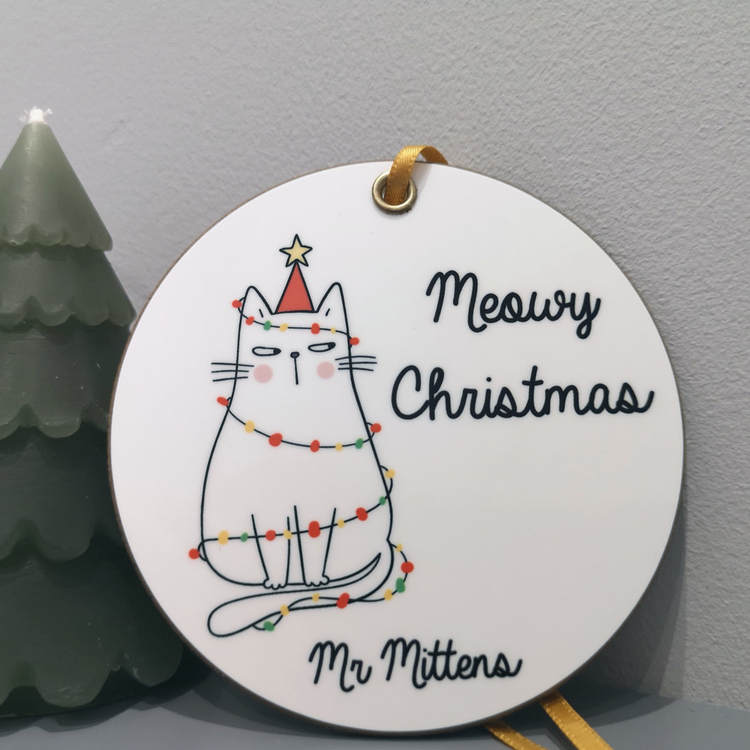 Meowy Christmas Personalised Cat Bauble