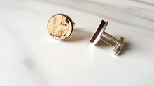 Load image into Gallery viewer, Fishing Engraved Oak Cufflinks
