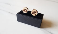 Load image into Gallery viewer, Engraved Initials Oak Cufflinks
