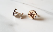 Load image into Gallery viewer, Engraved Initials Oak Cufflinks
