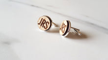 Load image into Gallery viewer, Engraved Initials Oak Cufflinks
