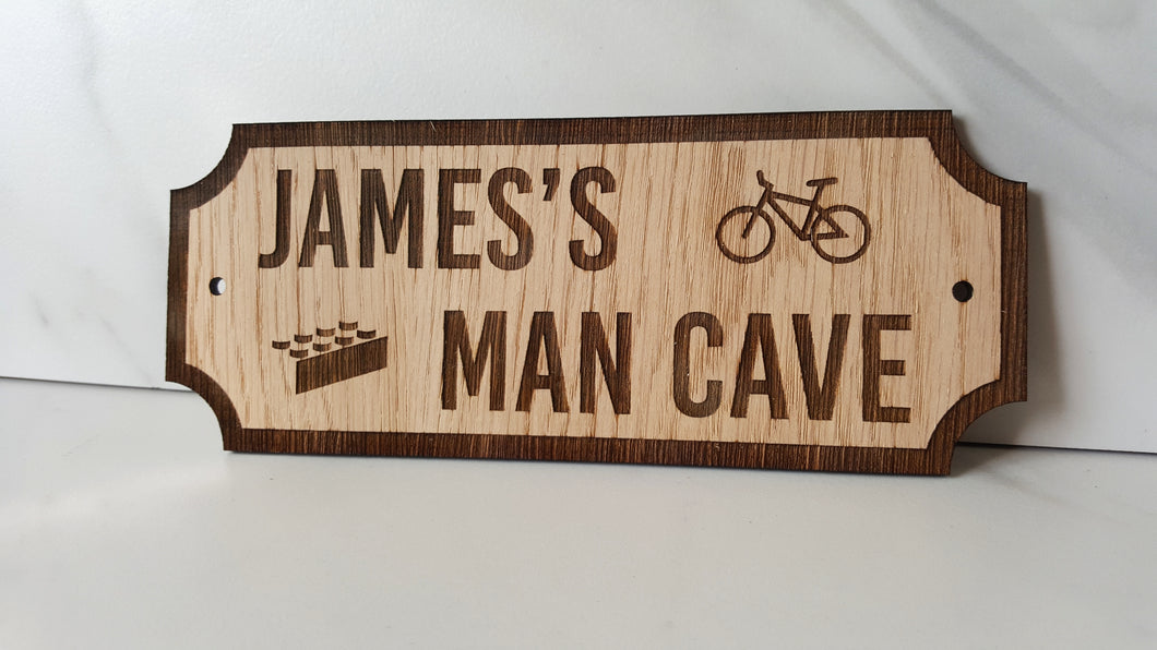 Oak Engraved Man Cave Sign