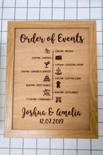 Load image into Gallery viewer, Wedding Order Of Events - Timeline - Engraved Oak
