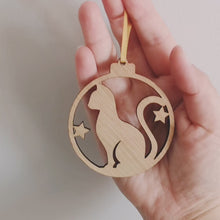 Load and play video in Gallery viewer, Oak Cat Christmas Tree Decoration
