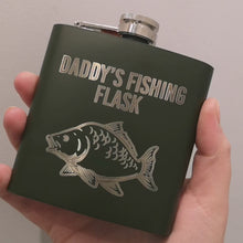 Load and play video in Gallery viewer, Personalised Fishing Hip Flask
