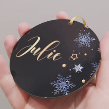Load and play video in Gallery viewer, Midnight Snowflakes Personalised Bauble
