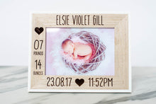 Load image into Gallery viewer, New-born Personalised Engraved Baby Frame
