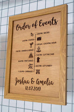 Load image into Gallery viewer, Wedding Order Of Events - Timeline - Engraved Oak
