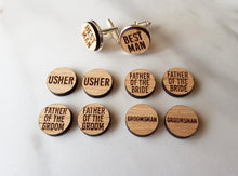 Load image into Gallery viewer, Engraved Oak Wedding Cufflinks
