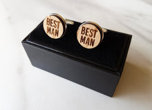 Load image into Gallery viewer, Engraved Oak Wedding Cufflinks
