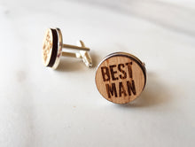 Load image into Gallery viewer, Engraved Oak Wedding Cufflinks
