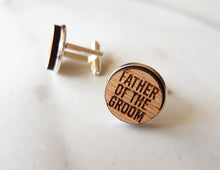 Load image into Gallery viewer, Engraved Oak Wedding Cufflinks
