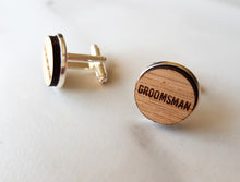 Load image into Gallery viewer, Engraved Oak Wedding Cufflinks
