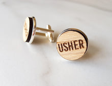 Load image into Gallery viewer, Engraved Oak Wedding Cufflinks
