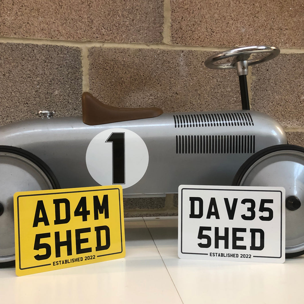 Number Plate Style Metal Sign